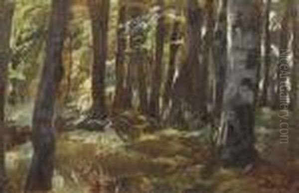 The Forest Oil Painting by Wilhelm Trubner