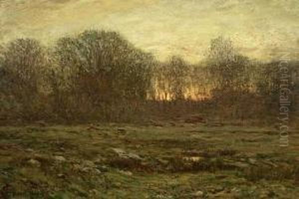 Sunset In A Tonal Landscape Oil Painting by Dwight William Tryon