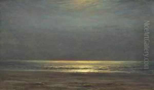 ''moonlight Over The Sea'' Oil Painting by Dwight William Tryon