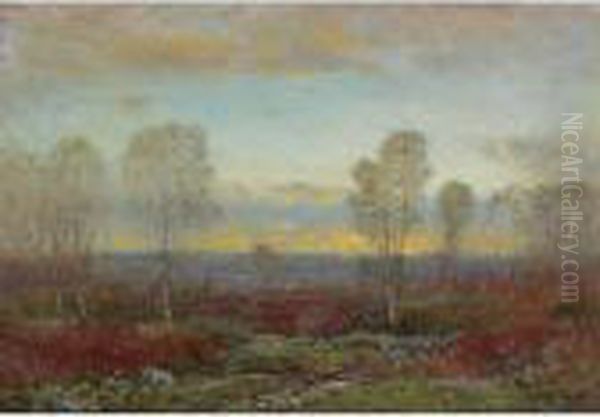 Sunset Oil Painting by Dwight William Tryon