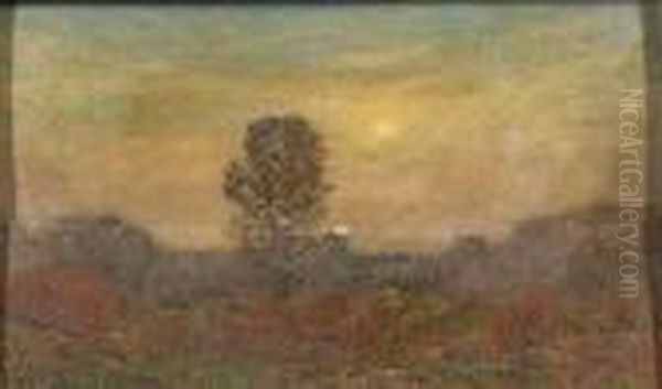 Sunset Oil Painting by Dwight William Tryon