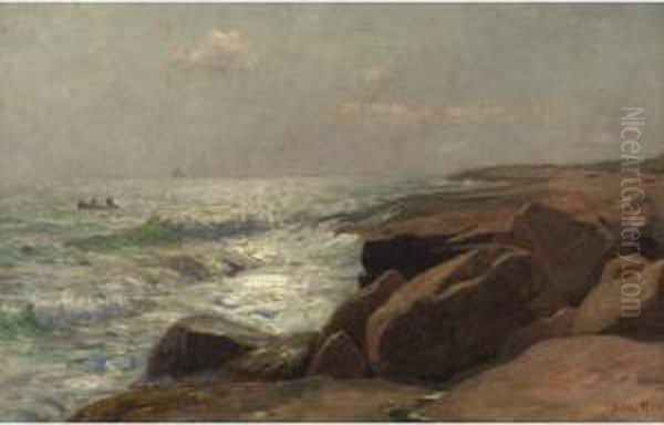 Along The Coast, South Dartmouth, Massachusetts (rocky Coast At Dawn) Oil Painting by Dwight William Tryon