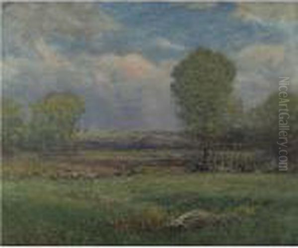 Evening Landscape Oil Painting by Dwight William Tryon