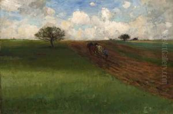 Tilling The Field Oil Painting by Dwight William Tryon