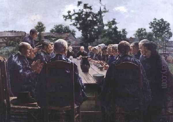 Meal at the Burial Oil Painting by Leon Frederic