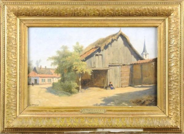 Village De Campagne Oil Painting by Charles Philogene Tschaggeny