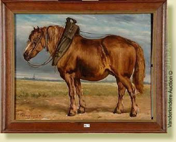 Cheval De Trait Oil Painting by Charles Philogene Tschaggeny