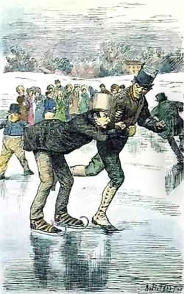 Mr Winkle on the Ice Oil Painting by Arthur Burdett (Sr.) Frost