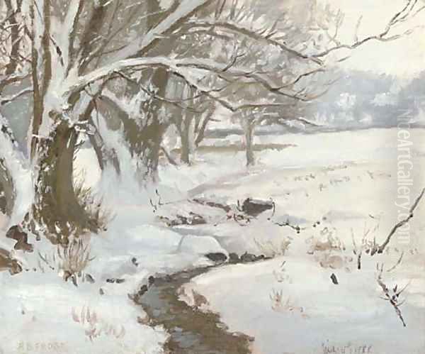 Winter Landscape, West Conshohocken, Pennsylvania Oil Painting by Arthur Burdett (Sr.) Frost