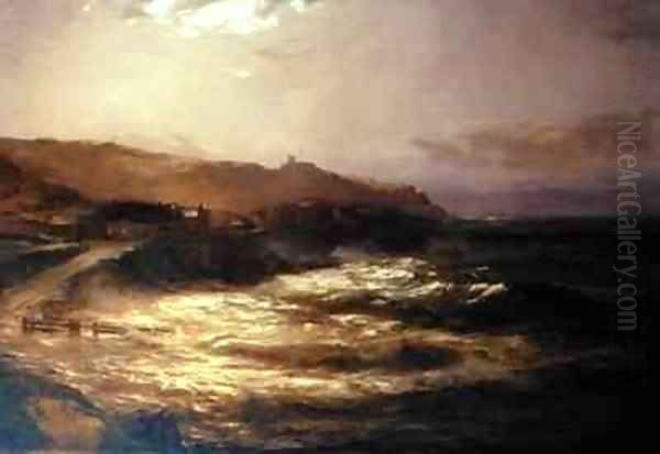 Full Moon and Spring Tide Oil Painting by David Farquharson