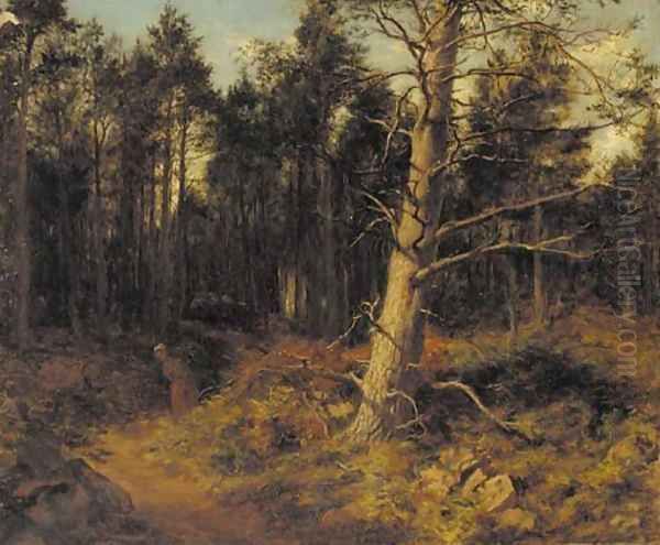 Faggot gatherer, Birnam Oil Painting by David Farquharson