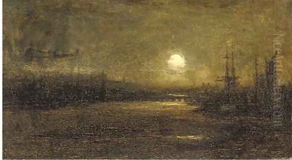 Inverness under moonlight Oil Painting by David Farquharson