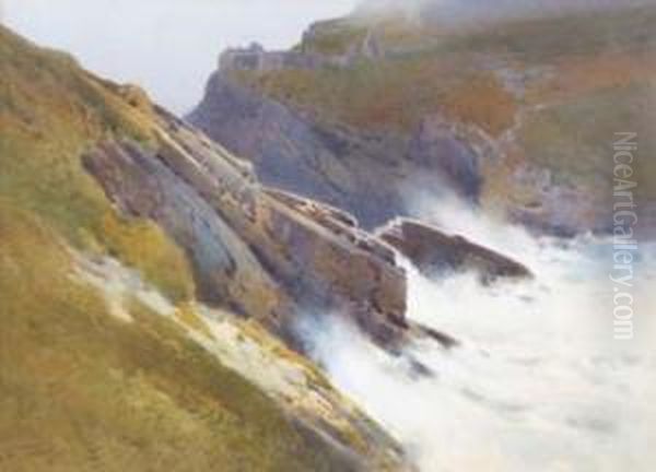 Tintagel Oil Painting by Arthur Tucker