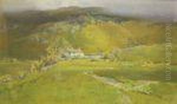 A Westmorlandsheep Farm Oil Painting by Arthur Tucker