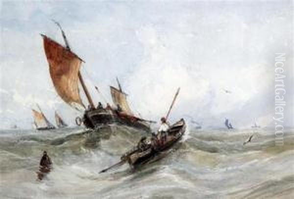 Shipping In A Squall Oil Painting by Edward Tucker