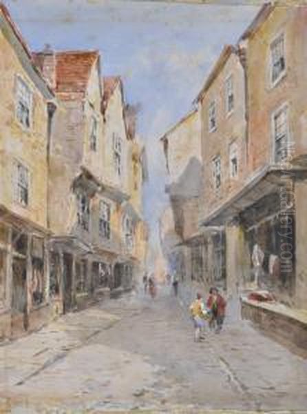 Watercolour, 
Theshambles, 
York Oil Painting by Edward Tucker