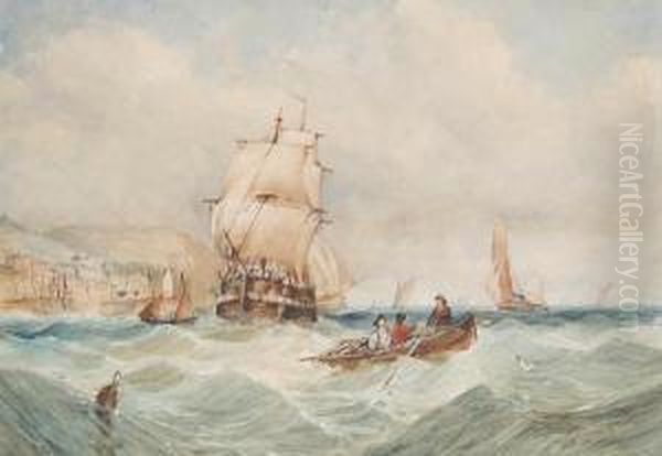 Off Harbour On A Breezy Day Oil Painting by Edward Tucker