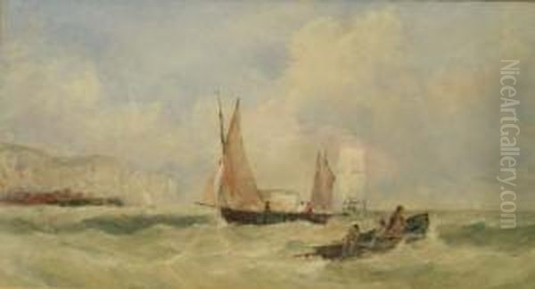 Shipping Off The Coast Oil Painting by Edward Tucker