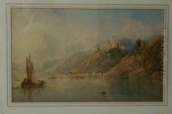 A Castle Over The Rhine Oil Painting by Edward Tucker