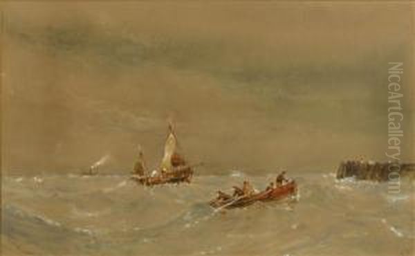 A Blustery Dayjust Off The Coast Oil Painting by Edward Tucker