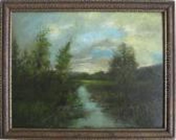 Landscape With River Oil Painting by Frederick Tucker