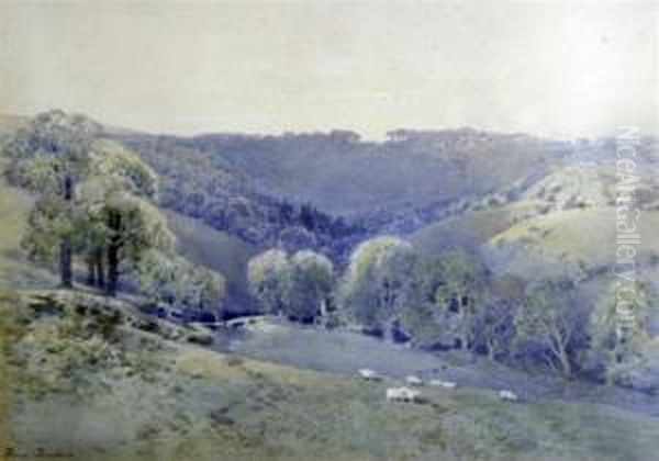 Sheep On The Downs Oil Painting by Frederick Tucker