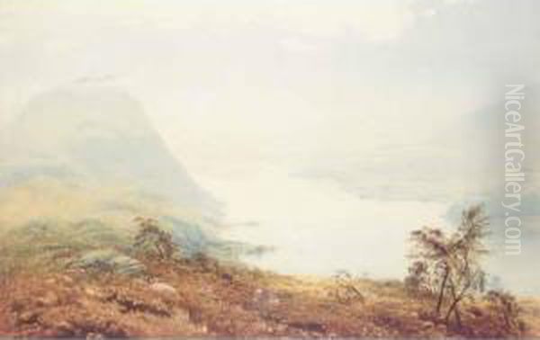 Lake Lanscape Oil Painting by Frederick Tucker