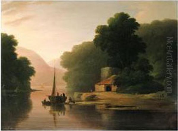 View On The River Dart, Devonshire Oil Painting by John Wallace Tucker