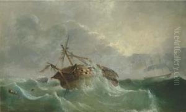 The Loss Of The French Droits Oil Painting by Frederick Tudgay