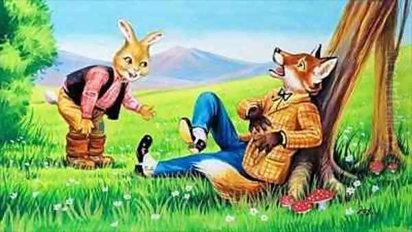 Brer Rabbit and Brer Fox Oil Painting by Henry Charles Fox