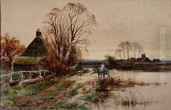 Near Reedham Norfolk Oil Painting by Henry Charles Fox