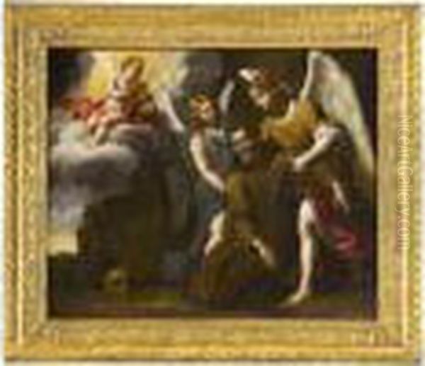 San Francesco Sorretto Dagli Angeli Oil Painting by Alessandro Turchi