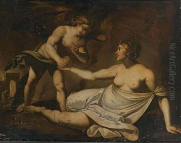 Cupid Giving Proserpine's Box To Psyche Oil Painting by Alessandro Turchi