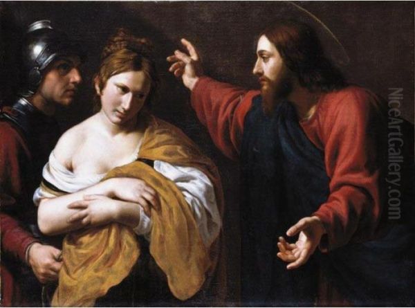 Christ And The Woman Taken Into Adultery Oil Painting by Alessandro Turchi