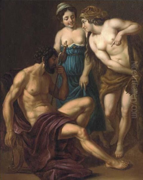 Hercules And Omphale Oil Painting by Alessandro Turchi