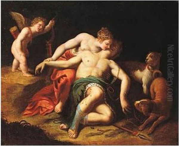 Venus And Adonis Oil Painting by Alessandro Turchi