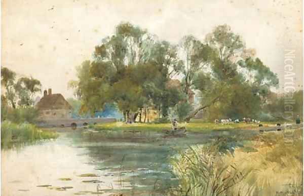 Houghton Mill Oil Painting by Henry Charles Fox