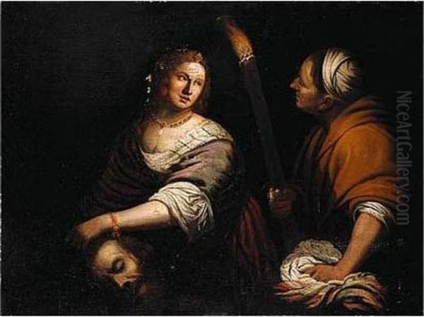 Judith And Her Maidservant With The Head Of Holofernes Oil Painting by Alessandro Turchi