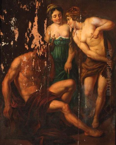 Hercules And Omphale Oil Painting by Alessandro Turchi