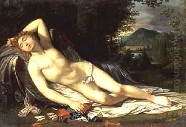 Cupid Reclining Oil Painting by Fabre, Francois Xavier