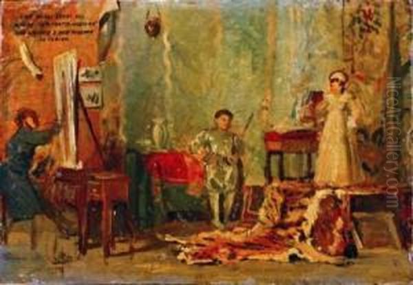 Il Ritratto In Costume Oil Painting by Celestino Turletti