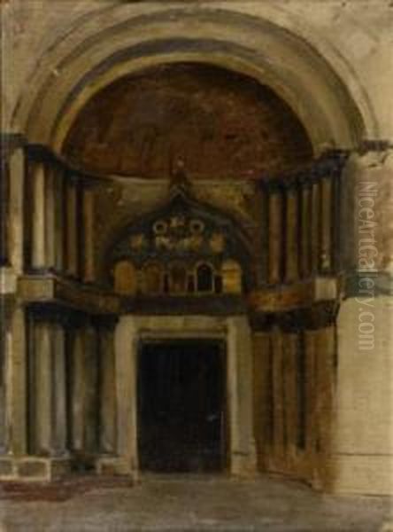 Portale Di Chiesa Oil Painting by Celestino Turletti