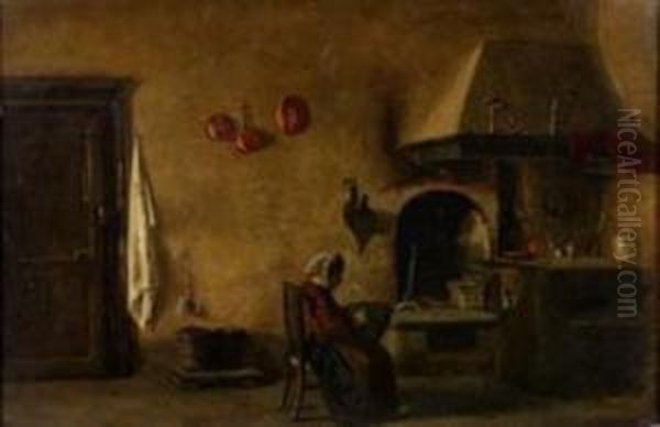 Focolare Domestico Oil Painting by Celestino Turletti