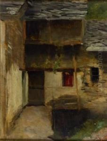 Rustico In Montagna Oil Painting by Celestino Turletti