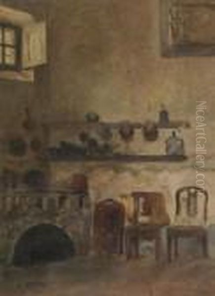 Interno Di Cucina Oil Painting by Celestino Turletti