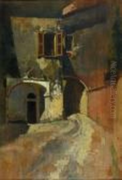 Scorcio Di Paese Oil Painting by Celestino Turletti