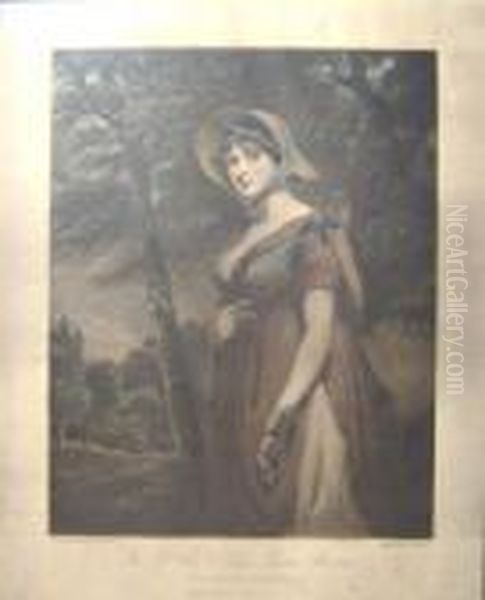 After John Hoppner R.a., 'a 
Portrait Of The Rt Hon Lady Louisa Manners In A Peasants Dress', 
Mezzotint, 43.5cm X 34.5cm, Framed Oil Painting by Joseph Mallord William Turner