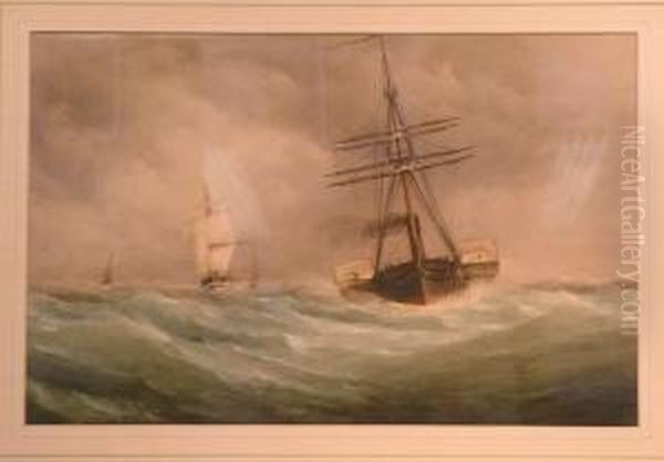 War Steamers Running Down Channel Oil Painting by Joseph Mallord William Turner