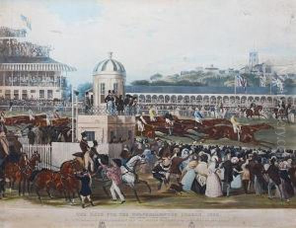 The Race For The Wolverhampton Stakes Oil Painting by Francis Calcraft Turner