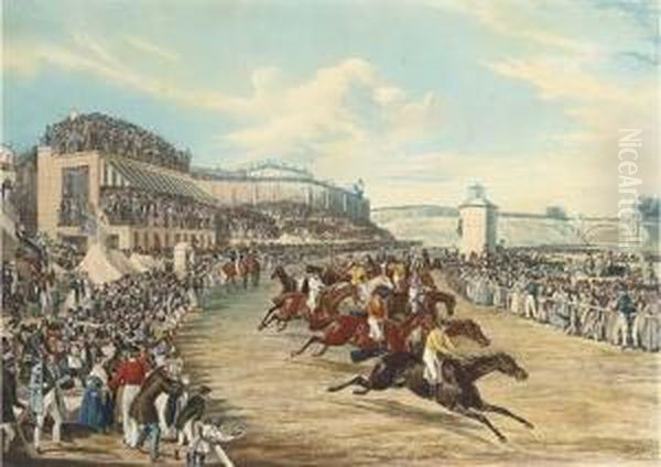 The Race For The Tradesman's Plate, Chester Oil Painting by Francis Calcraft Turner